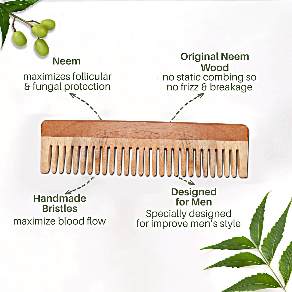 Imvelo Eco-Friendly Combo (1 Wide Comb+ 2 Bamboo Toothbrush+ 80 Sticks Bamboo Earbuds)