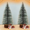Christmas Tree with Snow | 15 cm Long, Trees | Tree with Wooden Base | Frosted Pine Tree