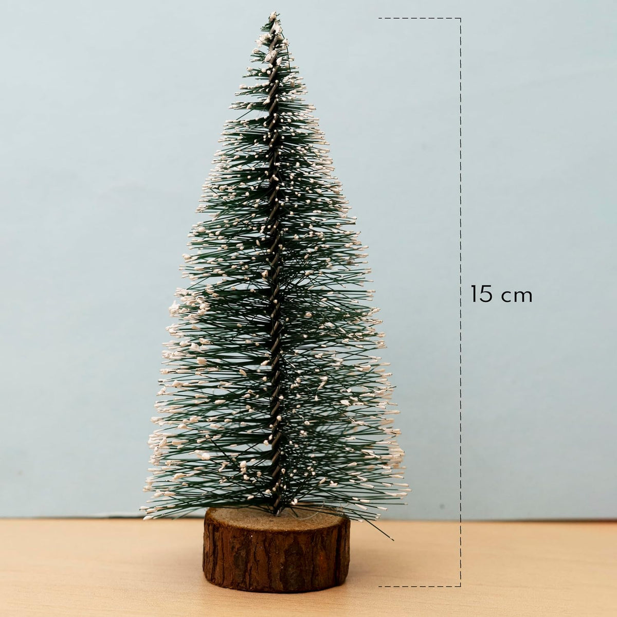 Christmas Tree with Snow & 2 Scented Candles | 15 cm Long, 1 Tree with Wooden Base & 2 Scented Candles | for Home Decor, Gifting & Christmas