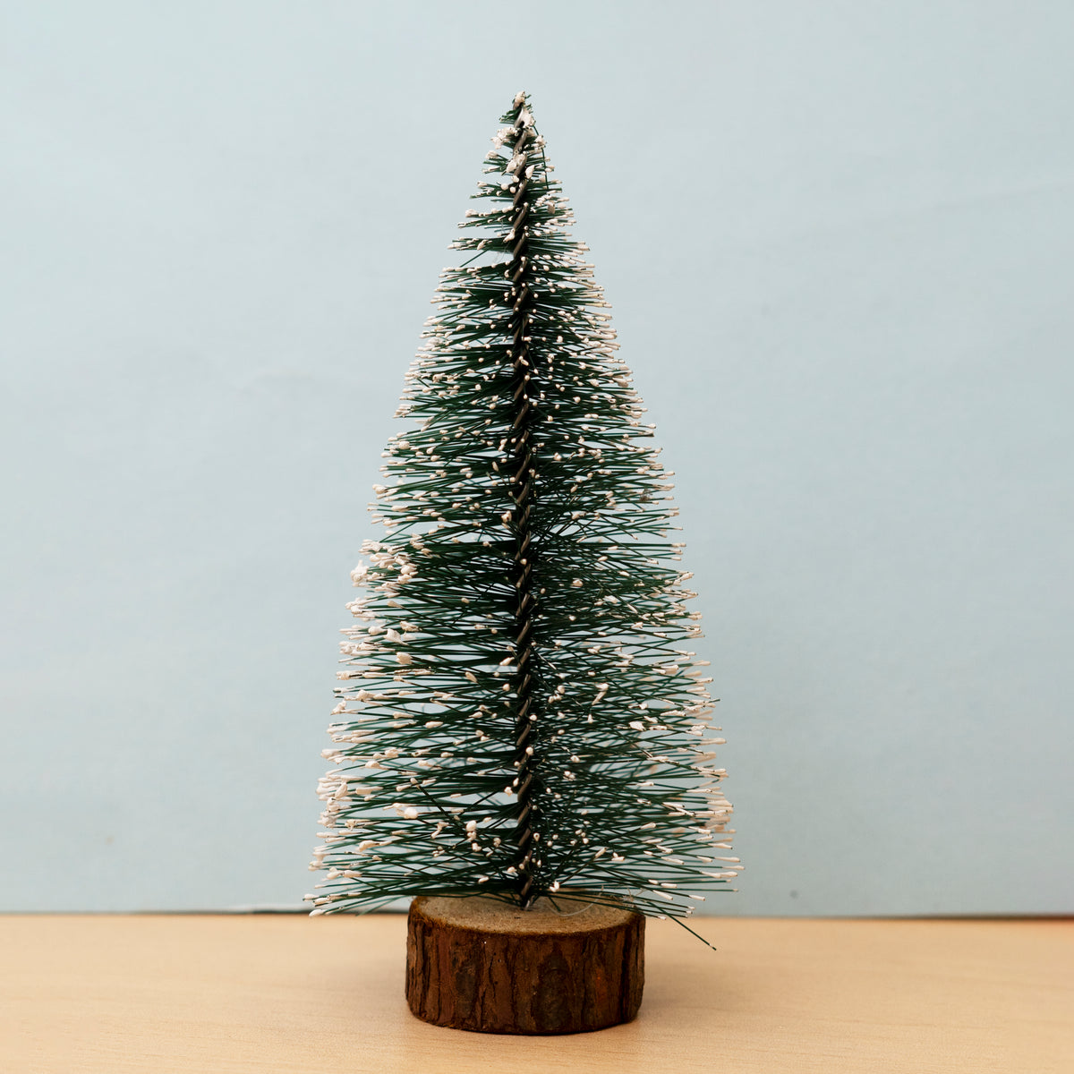 Christmas Tree with Snow | 15 cm Long, Trees | Tree with Wooden Base | Frosted Pine Tree