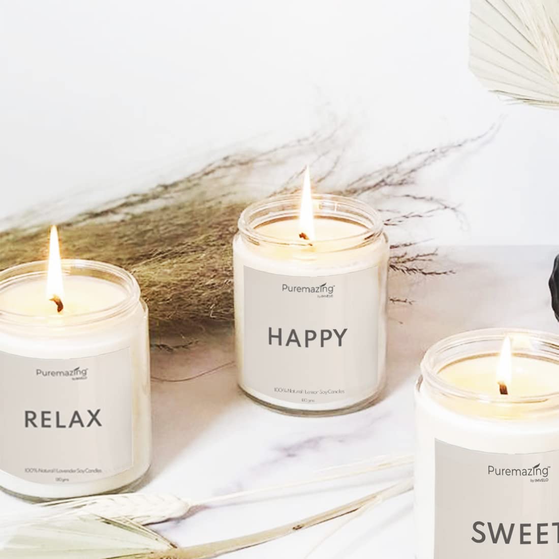 Puremazing Scented Candles | Natural Essential Oil | Pure Soy Wax Jar Candle | Jar Candles Ideal for Home,Birthday Party