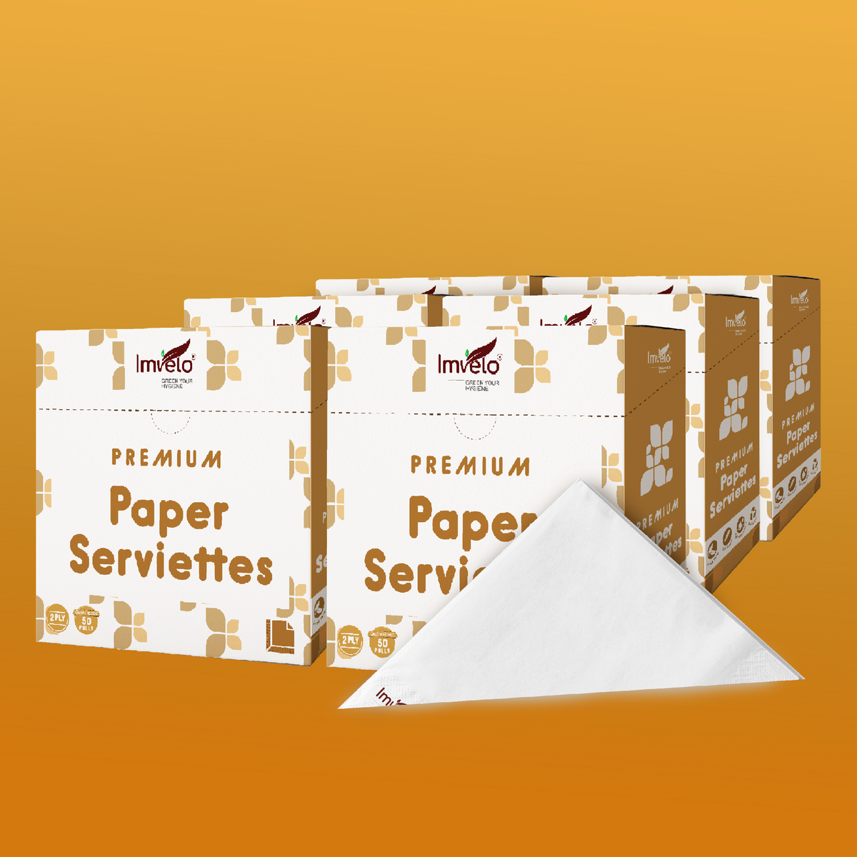 Imvelo 2 Ply Paper Napkins|50 Pulls Each |Highly Absorbent|Perfect for Indoor & Outdoor Usage