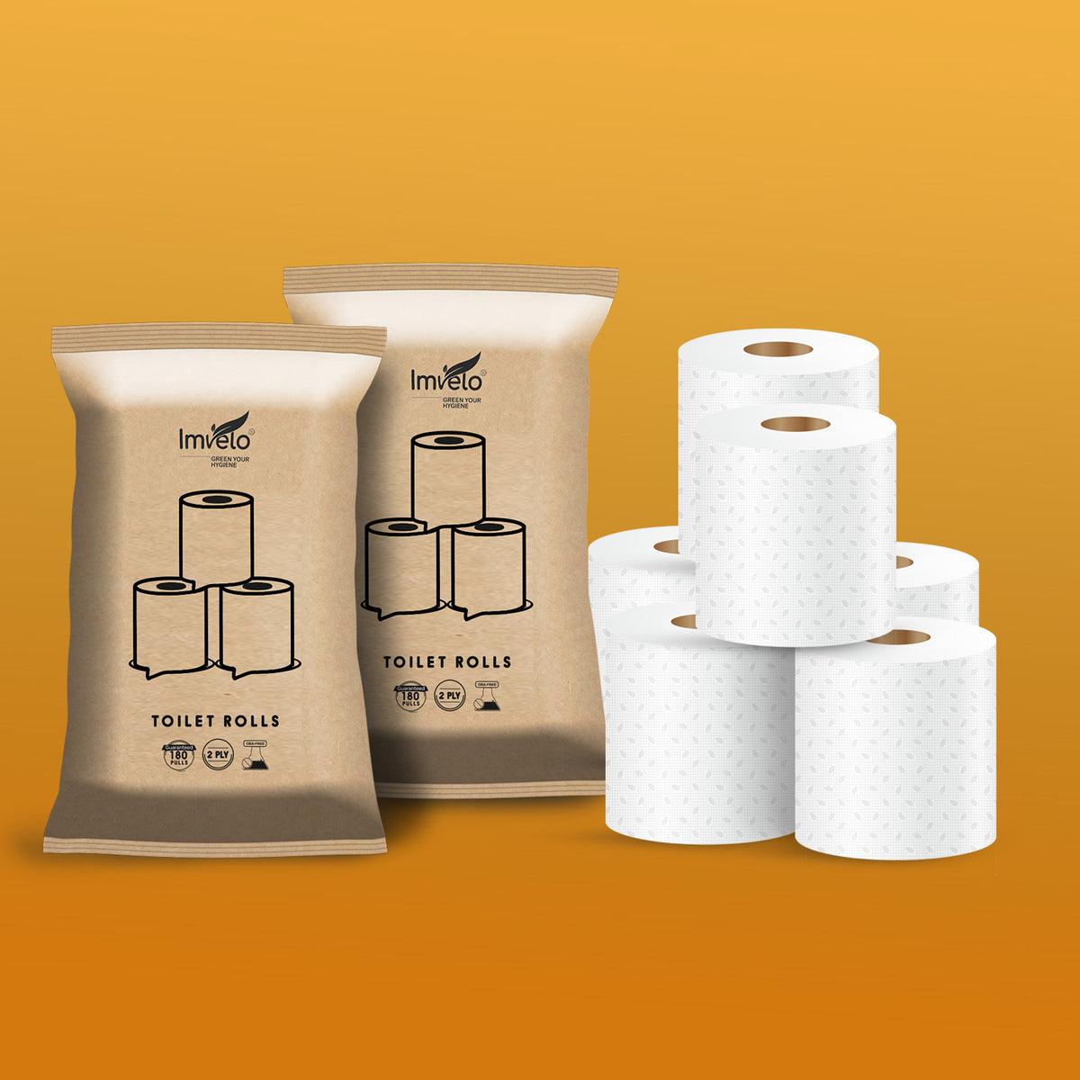 Imvelo 2 Ply Toilet Roll - 3 (180 Pulls Per Roll)