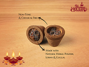 Classic Diwali Box Combo | 2 Tealight Candle, 2 Jar Candle, 4 Incense Sticks, 2 Incense Cones & 6 Sambrani Cups | 100% Natural