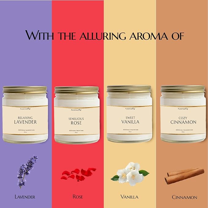 Puremazing Scented Soy Wax Candles |  25 Hrs Burn Time |Premium Home Décor,Valentine Day