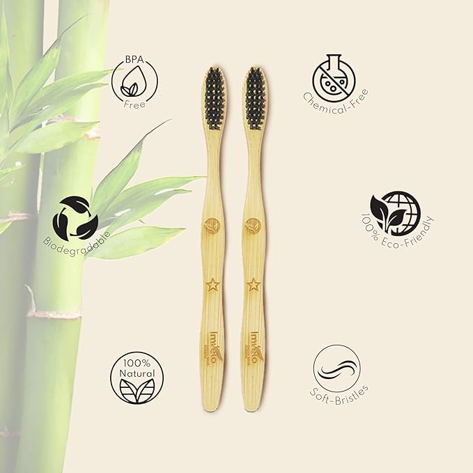 Imvelo Green Your Hygiene Bamboo Toothbrush | 4 Adults & 4 Kids Toothbrush | Soft Bristles Brush Toothbrush | Natural & Eco-friendly Oral Care