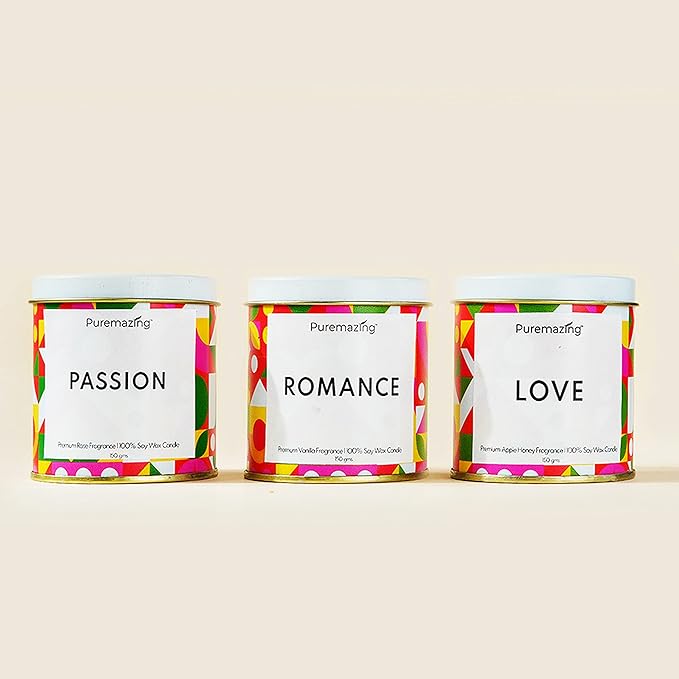 Puremazing Tin Jar Candles with Cotton Wick| Fragrance Candle Tin Jar | Burn time of Up to 30Hrs|Soy Candle