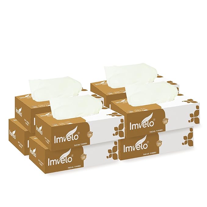 Imvelo Green Your Hygiene 2-Ply Tissue Papers Box | Ultra Soft & OBA Free Napkin | Natural & Eco Friendly | Easy to Handle & Carry