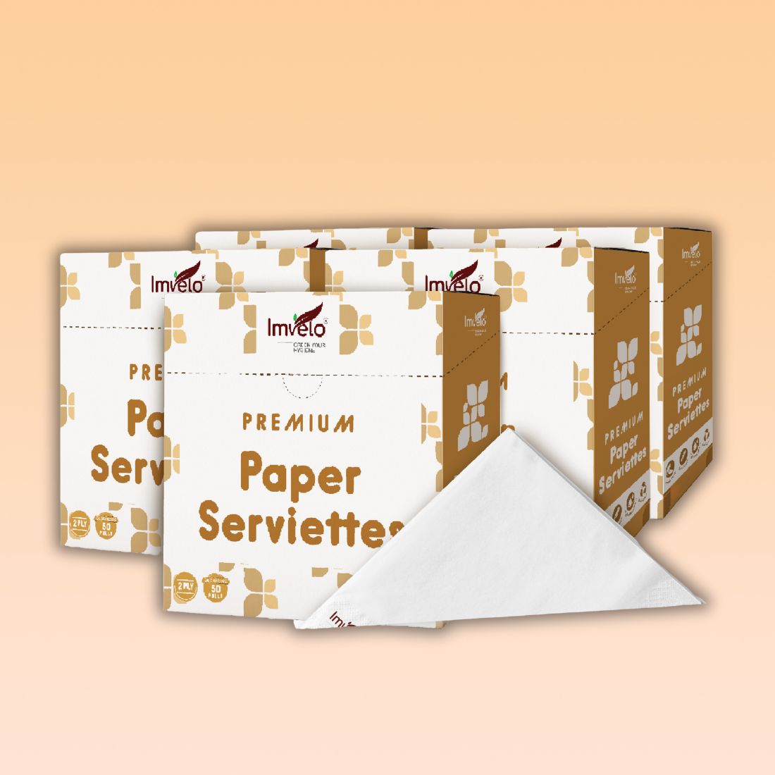 Imvelo 2 Ply Paper Napkins|50 Pulls Each |Highly Absorbent|Perfect for Indoor & Outdoor Usage