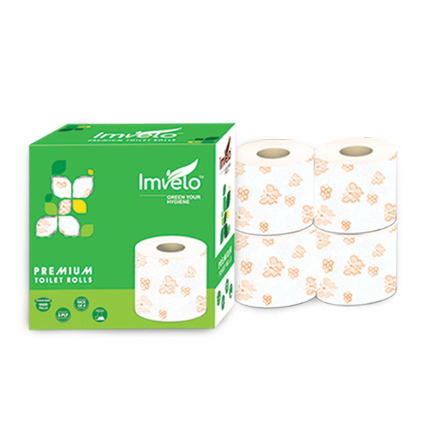 Imvelo 3 Ply Premium Toilet Roll - Pack of 4 (250 Pulls Per Roll)